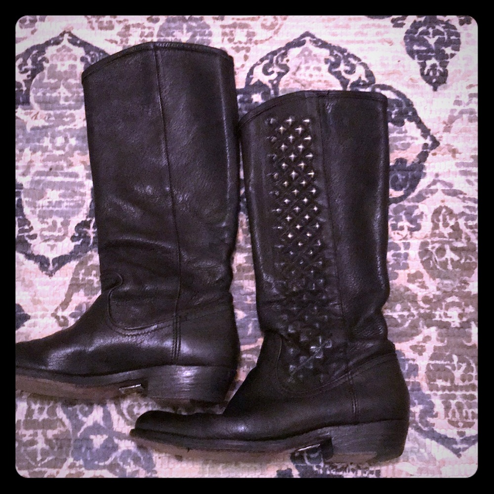 Frye Black studded boots